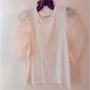NWT Zara Organza sleeve top